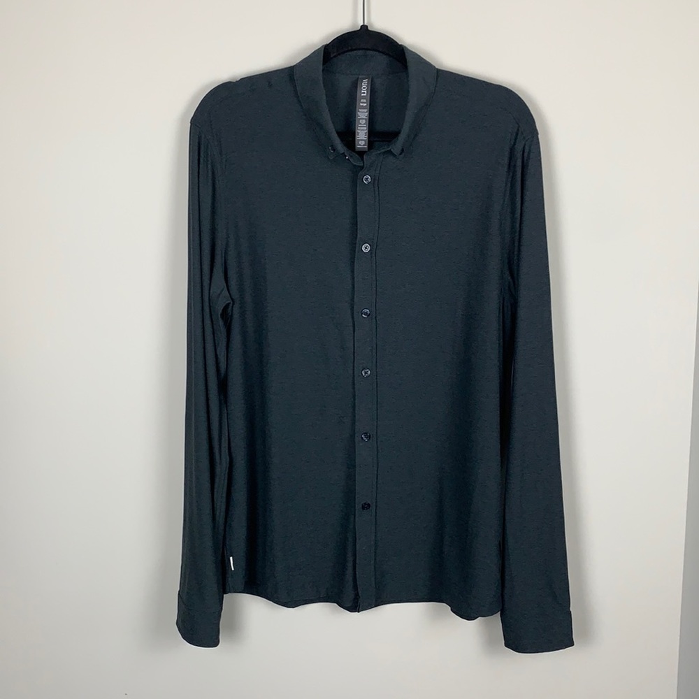 Men's Vuori Long Sleeve Strato Button-Down Polo Shirt - Charcoal Heather